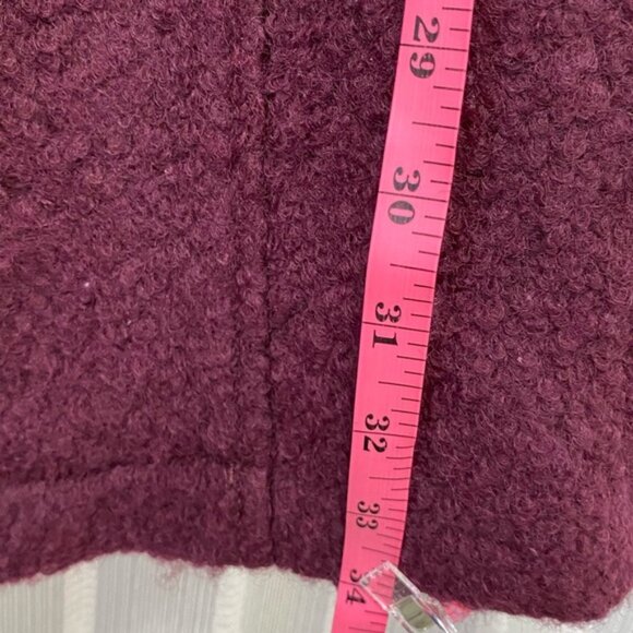 Guess‎ Los Angeles Fuzzy Pea Coat Wine Burgundy Size M - Picture 7 of 16